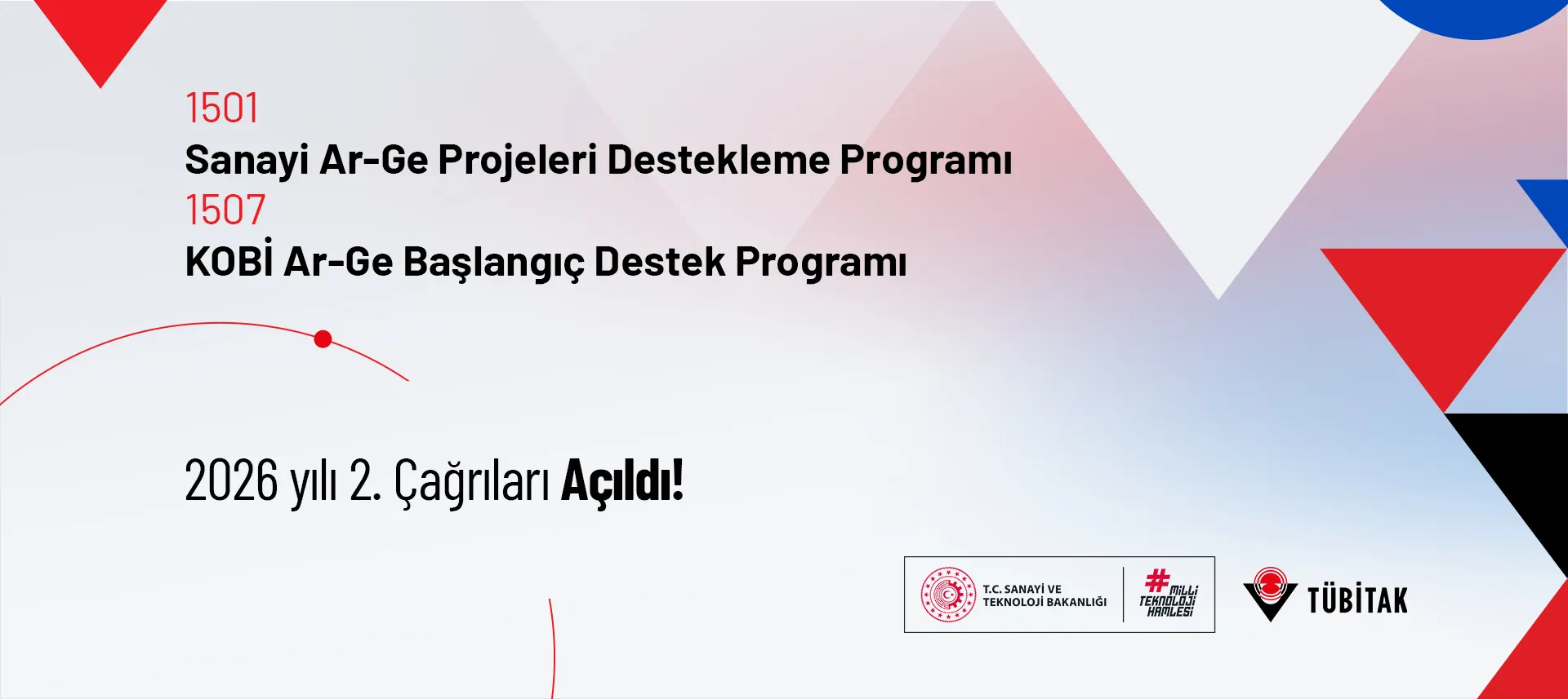1501 Sanayi Ar-Ge ve 1507 KOBİ Ar-Ge Başlangıç Destek Programı 2026 yılı 2. çağrı görseli